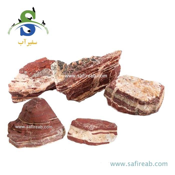 سنگ وارداتی آکواریوم مدل قرمز آتشین با خطوط سفید