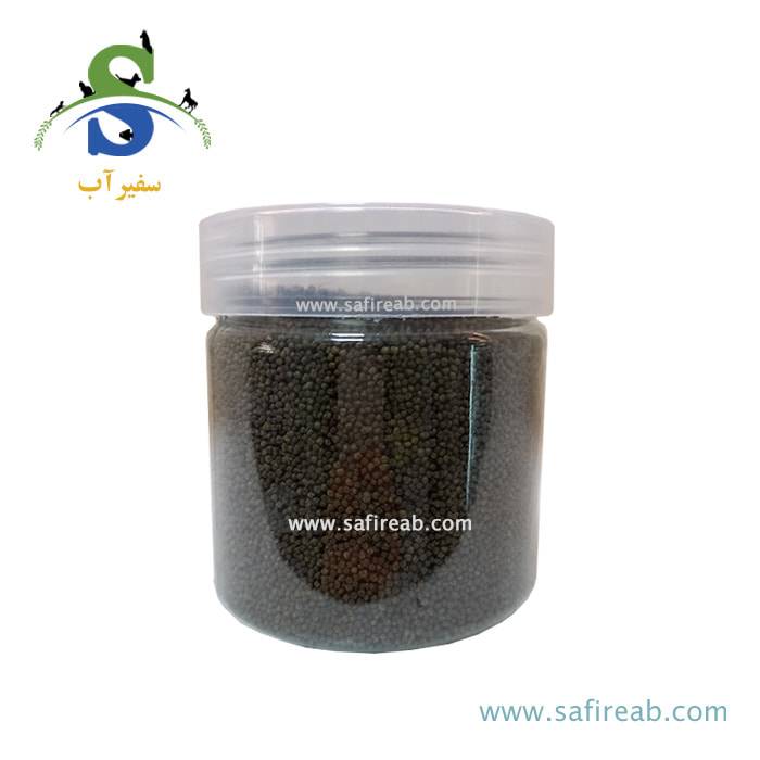 غذای گرانولی سبز و آبی سایز 0.8 میلیمتر ماهیان گلدفیش و ماهیان متوسط و بزرگ
