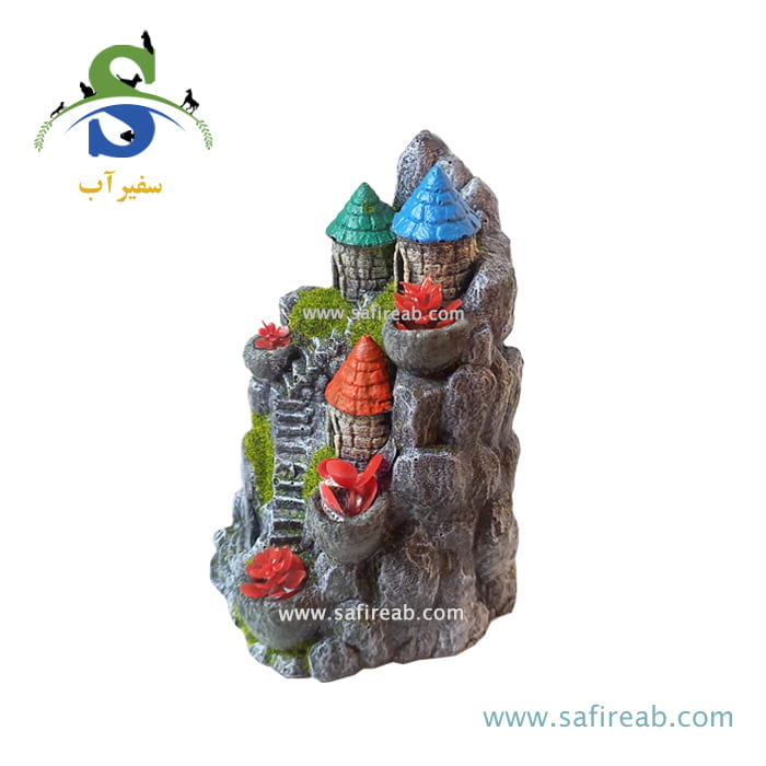 دکوری آکواریوم طرح صخره سه کلبه کد S-10 - Image 3